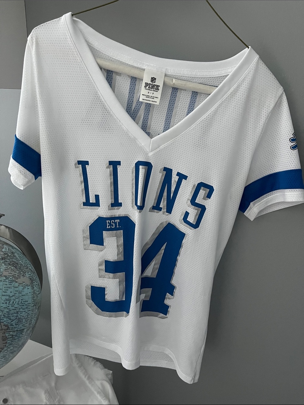 PINK Victoria's Secret White NFL Detroit Detroit Lions Jersey